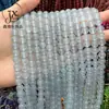 Contas Redondas Populares de Água-Marinha Soltas, Contas Redondas de Calcedônia Azul, Produtos Semi-Acabados para Pulseiras, Acessórios de Joias para Atacado, em Estoque