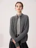 Outono/Inverno Estilo Old Money Gola Alta Zíper 100% Caxemira Pura Cardigan Feminino Solto Acolchoado Quente Tricô Trançado Casaco Suéter
