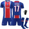Nuevo conjunto de ropa deportiva de fútbol temporada 2627, incluyendo una camiseta de fútbol 10 Dembele, camiseta de local roja y azul del Paris 2627