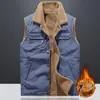 Chaleco de pana, chaqueta de invierno engrosada con forro polar, chaqueta de trabajo, chaleco, top de chaleco cálido de borrego para papá