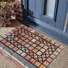 Tapete de Piso de Azulejo Floral Retrô Estilo Americano Transfronteiriço para Entrada, Resistente a Manchas e Fácil de Manter, Tapete de Entrada de Veludo Cristal Doméstico
