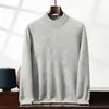 Suéter de Cachemira para Hombre Otoño e Invierno Cuello Medio Alto Manga Larga Jersey Capa Interior Tejido Capa Base Lujo Ligero Casual de Negocios
