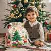 Canvas Grande de Natal com Bolso de Cordão Maçã Grande Presente Embalagem de Feriado Presente Saco de Armazenamento de Algodão