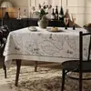 Toalha de Mesa Vintage Estilo Francês com Toque de Luxo Leve e de Alta Qualidade, Impermeável, à Prova de Óleo, Lavável, Retangular para Mesa de Centro, Melhora o Ambiente