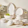 Prato Colorido Sob Esmalte de Jingdezhen, Prato de Jantar Doméstico, Prato Fundo Estilo Europeu, Louça Simples para Casa Nova, Prato de Jantar de Cerâmica Espessa
