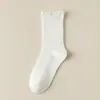 Meias de pelúcia brancas femininas primavera e outono meias finas de algodão femininas meias de renda japonesa fofas jk estilo preppy meias de verão