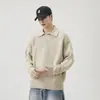 Suéter retro de gola polo pesado estilo americano, nova coleção de outono, malha polo casual moderna e de caimento solto para homens, adequado para outono e inverno