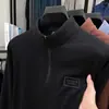 Nueva sudadera de hombre para otoño e invierno con media cremallera y cuello alto, terciopelo alemán engrosado, camiseta base estampada, camiseta de manga larga cálida informal para hombre