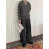 Suéter retro americano con media cremallera y rotos para hombre, a la moda, genial y de estilo relajado, corte holgado, diseño de pareja, con bordes deshilachados