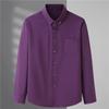 Camisa Casual Solta para Homem Gordo de Primavera e Outono Camisa de Manga Longa Tamanho Extra Grande para Homem Gordo Cor Sólida Top Masculino para Negócios