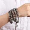 Mantra de Seis Sílabas Pulsera Budista de 108 Cuentas para Hombres y Mujeres, Collar Pulsera al por Mayor Plata Tailandesa Imitación, Estilo Xizang Vintage Hecho a Mano