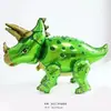 Nueva decoración de fiesta temática de dinosaurio de pie ensamblada Globo de película de aluminio Tyrannosaurus Rex dragón que escupe fuego Empuje de suelo bola de papel de aluminio