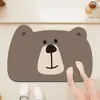 Alfombra de Piso de Baño de Barro de Diatomeas con Animales de Dibujos Animados, Alfombrilla Antideslizante Absorbente para Pies de Oso y Hipopótamo Lindos, Alfombra de Entrada de Baño