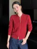 Cárdigan de Punto Grueso de Cable de Cachemira para Otoño e Invierno para Mujer con Cuello Alto, Doble Cremallera, Abrigo Corto Grueso