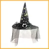 Amazon Halloween sombrero de bruja malla adulto niños mago bruja bruja maestro sombrero tafetán de poliéster disfraz