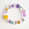 Pulsera de Múltiples Gemas de Cristal Blanco Natural de Alta Calidad, Cristal de Forma Libre, Citrino, Amarillo Limón, Amatista de Alta Transparencia