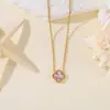 Collar de Acero Inoxidable de Cuatro Hojas Transfronterizo para Mujer, Cadena para Clavícula con Colgante de Trébol de la Suerte de Nácar por Ambos Lados, Joyería de Lujo de Nicho