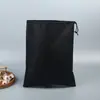 Saco de Tecido Não Tecido Preto Espesso com Cordão e Logo Personalizado, Adequado para Embalagem, Viagem, Secar Roupas e como Sacola de Presente