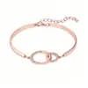 Pulseiras Europeias e Americanas de Luxo Leve com Anéis Duplos Encaixáveis para Mulheres, Que Podem Ser Gravadas, Presentes Transfronteiriços para Casais e Melhores Amigos, Fabricante de Joias