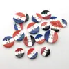 Botão de Resina Listrado Tricolor Vermelho Branco Azul Quatro Furos Camisa Botão de Camisa Botão de Manga Gola DIY Feito à Mão