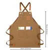 Delantal grueso nuevo modelo hecho a medida en stock para cocina casera, lona de 16 oz resistente a la suciedad con logotipo impreso, comercio exterior transfronterizo al por mayor
