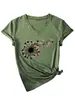Amazon Ebay Site Independente Camiseta Casual Confortável Feminina Cor Rosa Dente-de-Leão Formato de Coração Decote V Manga Curta Camisa Base Comércio Exterior