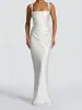 Vestido de Moda Femenina Europeo y Americano 2025 Sexy Ajustado Cruzado Nuevo Estilo Ceñidor de Cintura Espalda Descubierta Sin Mangas Sin Tirantes Color Sólido con Lazos