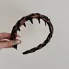 Diadema con Dientes Ondulados de Tela Negra con Estampado de Leopardo Clásico, Diadema Esponjosa de Corona Alta, Pinza para el Cabello, Accesorio para el Cabello para Mujeres