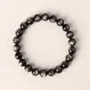 Pulsera de Obsidiana Plateada de Doble Ojo Grado 9A para Coleccionistas, Pulsera de Círculo Único de Obsidiana Negra Dorada y Plateada Natural de Nicho de Lujo Ligero para Hombres y Mujeres