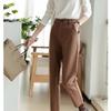 Otoño e Invierno Diseño de Pierna Recta Pequeña de Lana Pantalones Tubo de Humo para Mujer Lijado Lujo Ligero Británico Cintura Alta Adelgazantes Casuales