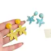 Pendientes de Estrella de Mar Amarilla Dulces para Mujer, Pendientes de Diseño Nicho con Sentido de Estilo, Estilo Vacaciones en la Costa, Aretes Juveniles