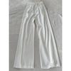 Jeans de cintura alta francesa de perna larga feminina 2024 primavera e outono novo drapeado sentido casual solto emagrecimento calças retas