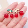 Colgante de Aleación Cereza Roja Accesorios para Joyería DIY Pulsera de Frutas con Pedrería Collar Pendientes Llave Colgante Transfronterizo