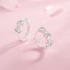 Aretes de Flor de Aguja de Plata 925 para Mujer Estilo K Aretes Simples de Camelia y Zircón Aretes para Mejores Amigas Aretes para Estudiantes