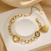 Lele Jewelry Pulseira com Pingente de Amor Mais Vendida na Amazon Europeia e Americana Joia de Mão Simples Dourada de Aço Inoxidável Fofa e Doce