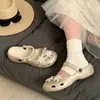 Sandalias Mary Jane de verano para mujer, estilo coreano, nicho, flor de perla dulce, DIY, estilo ballet, ligeramente arqueadas, zapatos perforados ligeros