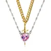 Nuevo Set de Colgantes Creativos de Pareja con Flecha Atravesando Corazón Daga de Amor Diamante Cadena Clavícula Regalo de San Valentín Collar