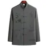 Traje Tang de estilo chino para personas de mediana edad y ancianos, traje de verano, traje de papá, traje de abuelo, ejercicio matutino, hebilla de estilo chino, elegante, color sólido, bordado