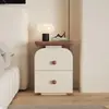 Mesita de Noche Pequeña de Madera Maciza para Dormitorio del Hogar 2026 Nuevo Estilo Vintage Ultra Estrecho Crema Moderno Minimalista Gabinete de Almacenamiento