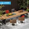 Mesas e Cadeiras de Rattan para Pátio Externo, Mesas e Cadeiras de Lazer para Jardim de Villa e Varanda, Mobiliário de Madeira Maciça de Alta Qualidade para Restaurante ao Ar Livre de Hotel