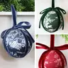 2026 Novo Ornamento de Bola de Tecido de Natal com Laço Estampado Decoração de Árvore de Natal DIY Ornamento de Bola Pendurado Em Estoque
