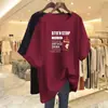 2026 Nova Camiseta de Manga Curta Estilo Comércio Exterior para Mães, Plus Size Soltinha, Emagrecedora, Cobre a Barriga, Top Estampado de Meia-Manga