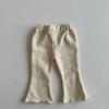 Calça Flare Casual de Algodão Elegante para Bebê Menina e Criança Pequena para Primavera e Outono, Cor Sólida, Versátil, Moderna