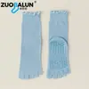 Calcetines de Yoga de Algodón de Xinjiang de Cinco Dedos para Mujer, Media Pantorrilla, Algodón Puro, Pilates, Fitness, Deportes, Calcetines Profesionales Antideslizantes Sin Costuras para Mujer