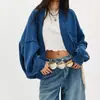 Jaqueta Cardigan Jeans Azul Claro Europeia e Americana Blusa de Tricô Casual Solta de Manga Longa Roupas Femininas Transfronteiriças da Amazon
