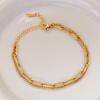 Pulseira de Corrente Lateral de Aço Titânio de Camada Dupla Nicho Item de Moda Feminina High-End Elegante Versátil Simples Joia de Mão