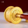 Rueda de Oración Incrustada con Cuentas de Aleación de Cobre, Rueda Dorada de Manivela, Estilo Tíbet, Seis Piezas, Rueda Dorada Pequeña para Uso Doméstico