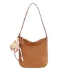Bolsa de Hombro Pequeña de Gamuza Simple Estilo Retro Coreano de Otoño, tipo Bollo para Debajo del Brazo, para Viajes Diarios, de Piel de Ciervo y Terciopelo, para Llevar en la Mano o Cruzada