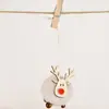 Decorações de Natal, veado de pelúcia com pelo de lã, decorações pendentes de veado, pingentes de fatia em formato de veado para árvore de Natal, decorações pendentes de madeira festivas, adequadas para festas de Natal, uso interno/externo.