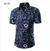 AliExpress nova camisa masculina de manga curta tamanho grande moda britânica estampada camisa masculina 3D moderna masculina slim
